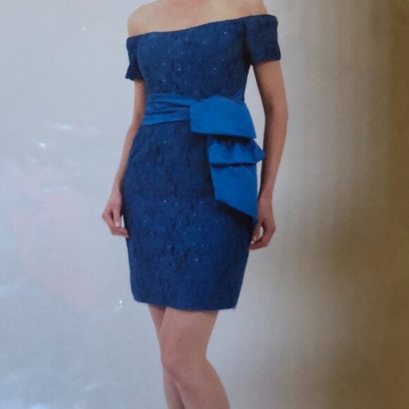 Ideas by Barbara Evening Dress 5714-16 Peacock Blue Size S/M NWT - Picture 1 of 11